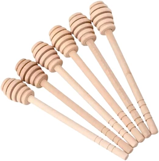 6 Inch Long Olive Wooden Honey Dipper Stick