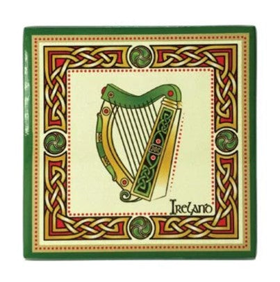 Irish Harp Ceramic Square Coaster