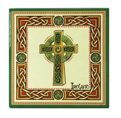 Celtic Cross Square Ceramic Coaster